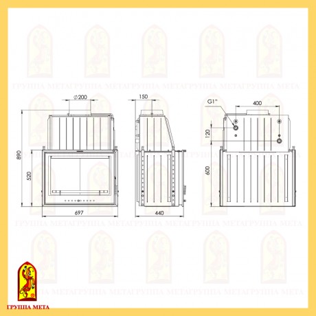 Топка для камина Эльба Аква 700Ш
