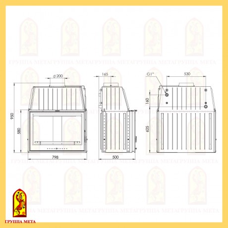 Топка для камина Эльба Аква 800Ш