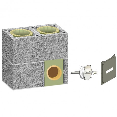 Комплект с одним шибером для двухходового дымохода без вентиляции Schiedel UNI