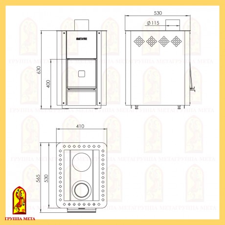 Дровяная печь для бани Карелия 12 компакт