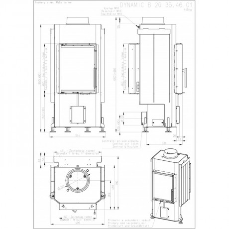 Каминная топка ROMOTOP KV B2G 35.46.01, задняя загрузка, АИЦ