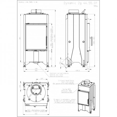 Каминная топка ROMOTOP KV 2G 44.55.01, двойное остекление, АKUM