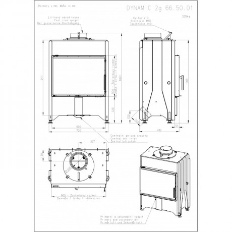 Каминная топка ROMOTOP KV 2G 66.50.01, двойное остекление, АKUM